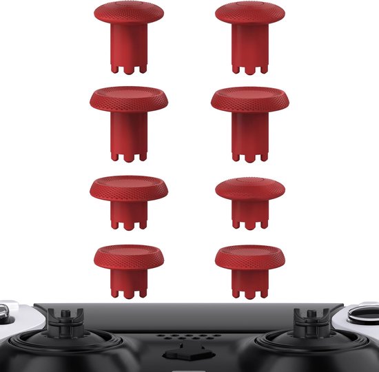 Analoge Sticks - Vervangende Doppen - Controller Verbetering - 4 Hoogte Instellingen - 5 x 5 x 1 cm - Karmijnrood van Merkloos
