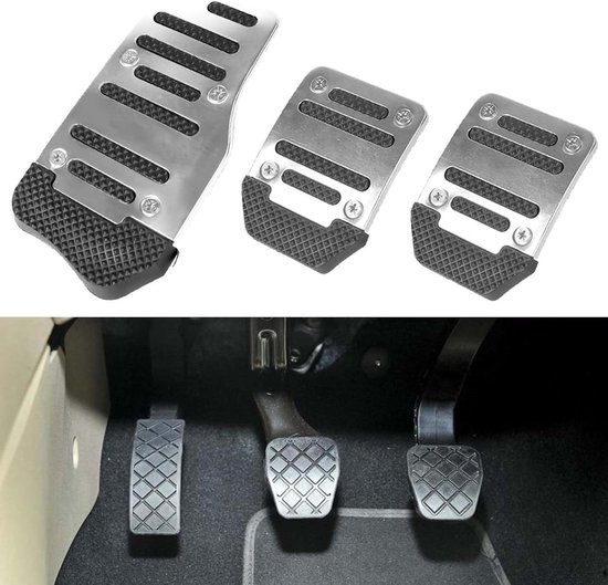 Antislip Pedaal Covers - Auto Interieur - Verbeterde Grip - Eenvoudige Installatie - Standaard Maat - Zilver