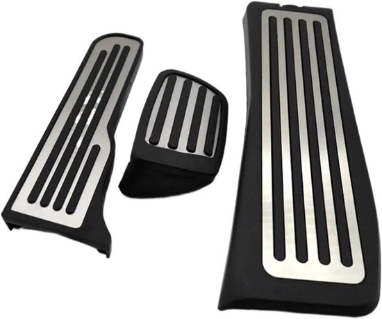 Antislip Pedaalhoezen - Auto Pedaal Covers - Verbeterde Grip - Aluminium Rubber - Standaard Maat - Zilver Zwart