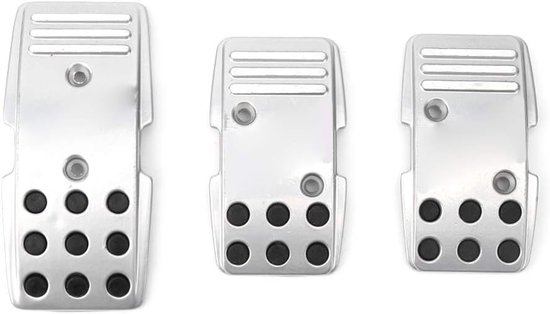 Antislip Pedaalhoezen - Rem Gaspedaal - Sportief Rijden - Aluminium Legering - 3 Stuks - Zilver