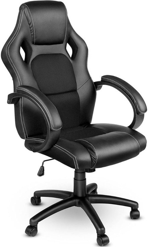 ApexArte® Ergonomische bureaustoel - Voor volwassenen en kinderen - Gamingstoel - Kantelbaar - Zwart