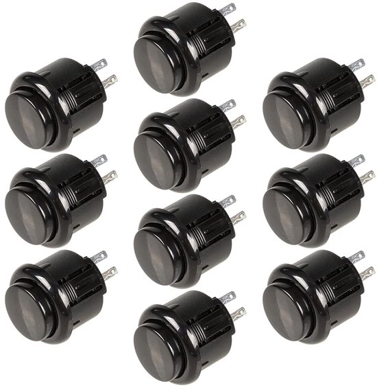 Arcade Drukknop - Vervangende Knop - Spelcomputer Reparatie - Ingebouwde Microschakelaar - 24mm Diameter - Zwart van Merkloos