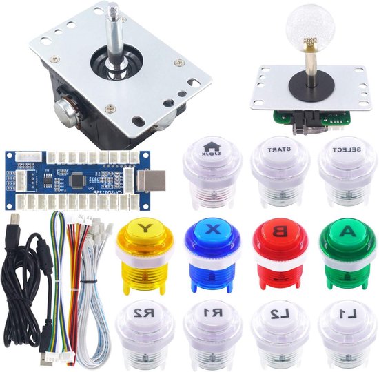 Arcade Game Controller - Gamepad Joystick - PC Spelbesturing - Zero Delay Encoder - 8.5cm x 3cm - Multicoloured van Merkloos