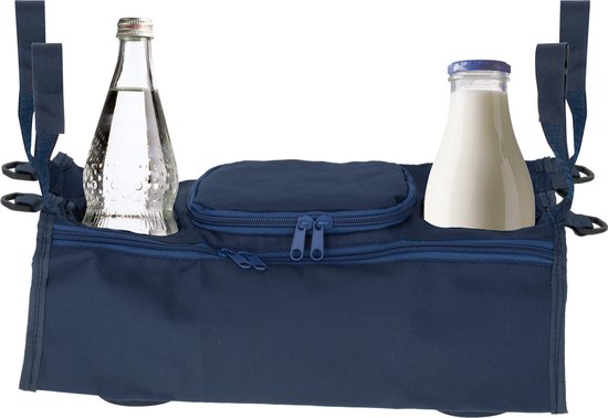 Ariko Kinderwagen organizer - buggy organizer - voor drinkfles - 4 zakken - ritssluiting - blauw van Ariko