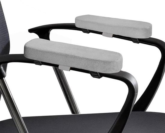 Armleuningkussens voor meer comfort - set van 2 - ergonomisch design - zachte bekleding - geschikt voor bureaustoel, gamingstoel, rolstoel en campingstoel - grijs