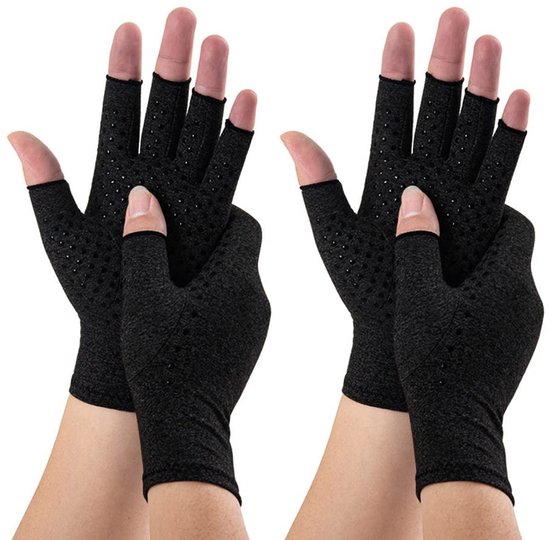 artritis handschoenen 2 paar vingerloze compressie handschoenen voor vrouwen mannen lijm-dotted hand ondersteuning reumatoïde artritis Raynauds ziekte ademend voor typen rijden werk dagelijks