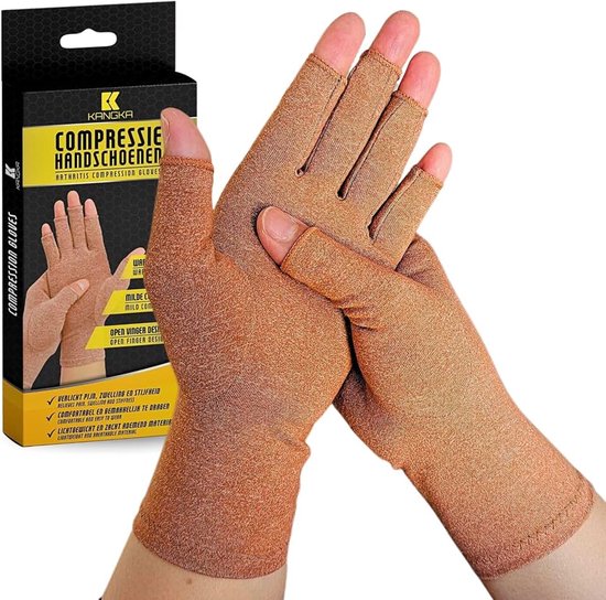 Artritis Handschoenen, Bruin, Small | Compressie Handschoenen, Voor Reuma, Artritis, Artrose, Carpal Tunnel Syndroom, Tendinitis, Voor Mannen en Vrouwen