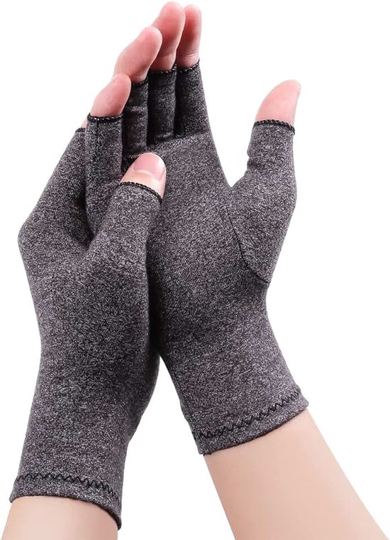 Artritis Handschoenen - Compressie Handschoenen Vingerloze Gewricht Pijn Verlichting Handwanten Warmte Handschoenen Carpal Tunnel Handschoenen voor Vrouwen Mannen (Grijs A, S)
