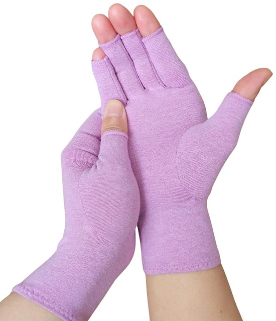 Artritis Handschoenen, Compressie Handschoenen Voor Artritis, Reuma, Artrose, Carpal Tunnel Syndroom, Tendinitis - Voor Mannen en Vrouwen (Paars, Large)