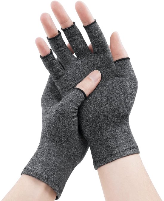 Artritis handschoenen, compressiehandschoenen voor heren en dames, voor reumatoïden en osteoartritis, artrose-handschoenen, vingerloze handschoenen voor pijnverlichting (S)