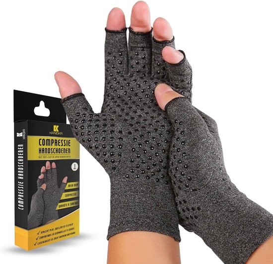 Artritis Handschoenen met Antislip - Grijs (Medium)