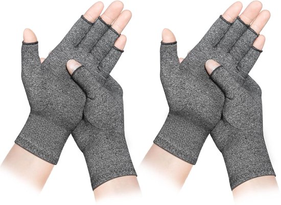 Artritishandschoenen, compressiehandschoenen, warmte en compressie om genezing te bevorderen, vingerloos ontwerp, verlichten pijn van reumatoïde artritis en carpaal-tunnel-syndroom, 2 paar (S)
