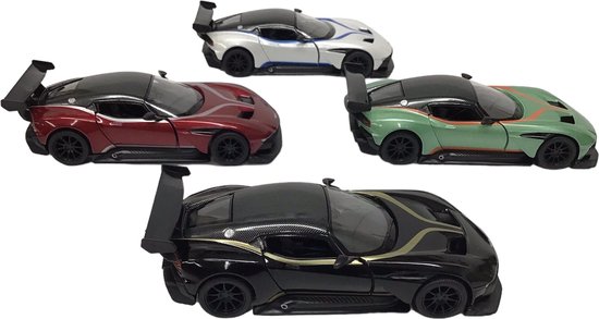 Aston Martin Vulcan met strepen Pull-back motor - 1:38 - Kinsmart verkrijgbaar in 4 kleuren verkoop per stuk van Aston Martin