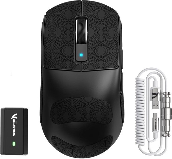 ATTACK SHARK R6 LIGHTSPEED Wireless Gaming Mouse, 39G Ultralicht Ontwerp, HyperSpeed met 8K Hz, PAW3950-sensor, Nordic52840, 42K DPI for e-Sports-game, Tri-mode Programmable Muizen- BlackPro van Merkloos