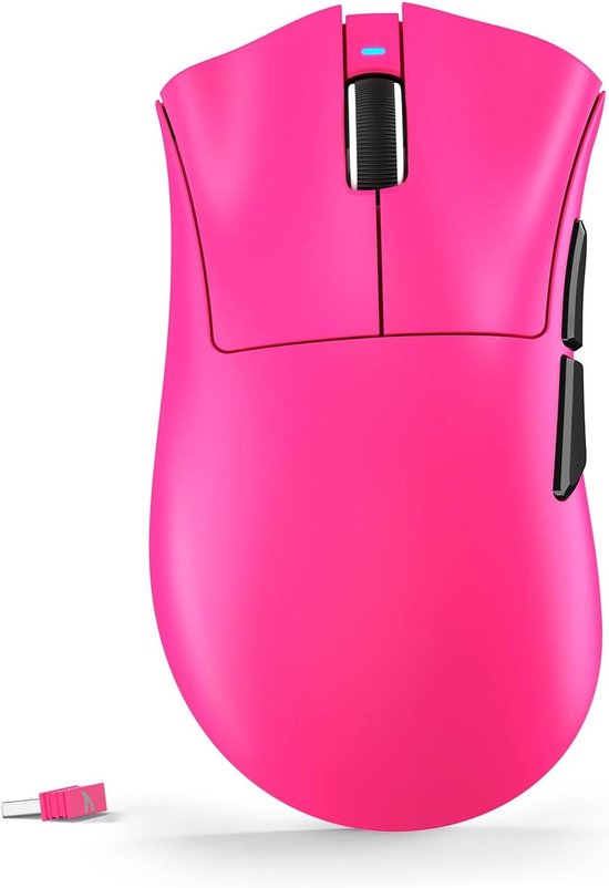 ATTACK SHARK V3 Wireless Gaming Muis, 65g ultralicht, 25K dpi PAW3311 Optische Sensor, 1K Polling, Mechanical Switch, 2.4G/BT/USB Bedraad, Ergonomische Esports-game/Office Mice - Berry Red van Merkloos