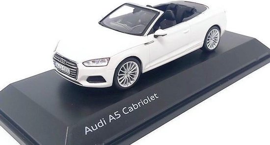Audi A5 Cabriolet 2017 (Wit) (10 cm) 1/43 Audi Collection Dealer model Spark - Modelauto - Schaalmodel - Model auto - Miniatuurauto - Miniatuur autos van Audi