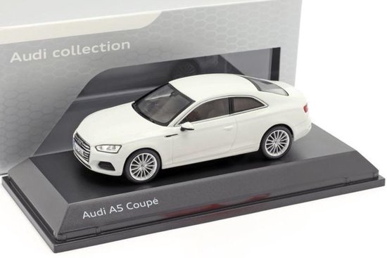 Audi A5 Coupé (Wit) (10 cm) 1/43 Audi Collection Dealer model Spark - Modelauto - Schaalmodel - Model auto - Miniatuurauto - Miniatuur autos van Audi