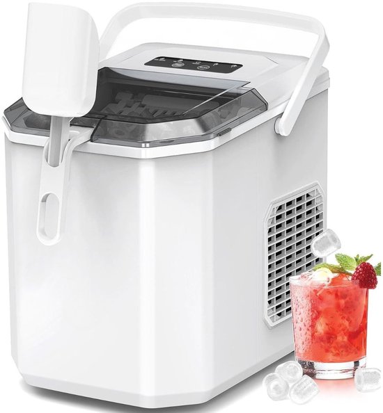 Aurixi® Ijsblokjesmachine - Zelfreinigende Ijsblokjesmaker - Ijsblokmaker - Wit - 30cm x 23cm x 29cm van Aurixi