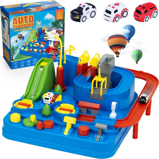 Auto Avonturenpark met Politie, Brandweer en Ambulance - Educatief Speelgoed - Vanaf 3 Jaar - Motoriek Spelen - Cadeau van Playfun