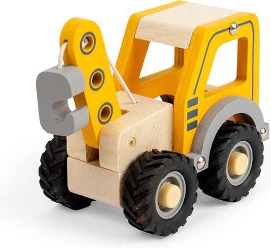 Auto - Hijskraan - Kraanwagen - Geel - 13.5x10x7.5cm van Merkloos