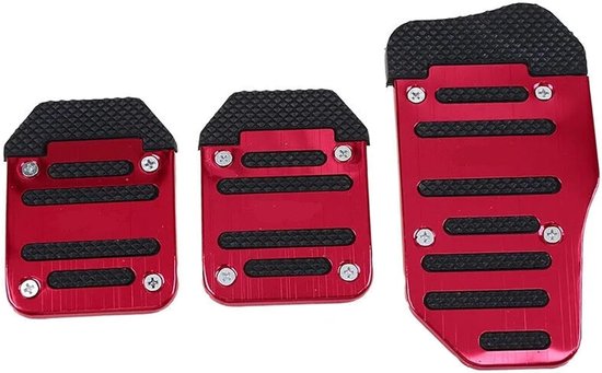 Auto Pedaal Covers - Antislip Pedaalkappen - Verbeterde Rijveiligheid - Universele Pasvorm - 3 stuks - Rood