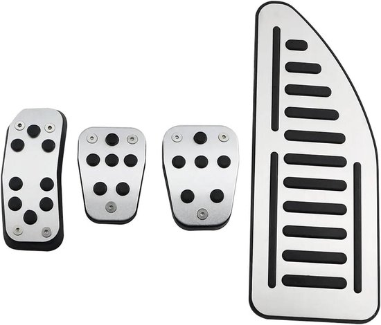 Auto Pedaal Covers - Gas Rem Pads - Verbeterde Grip - Antislip Oppervlak - MT met Rust - Zilver Zwart