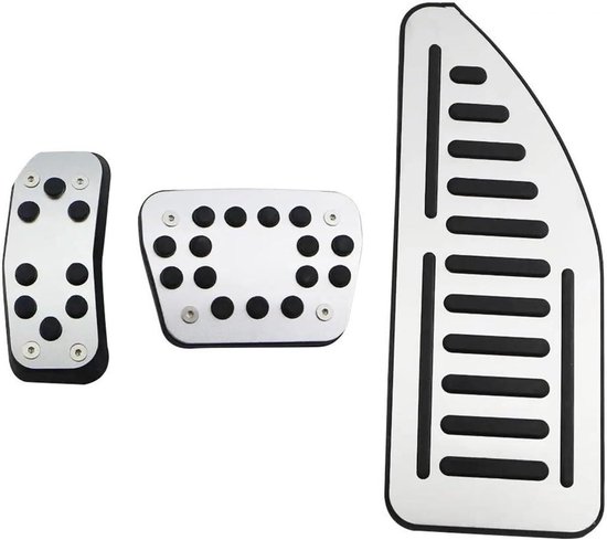 Auto Pedaal Covers - Gas Rem Pedaal - Verbeterde Grip - Roestvrij Staal Rubber - One Size - Zilver