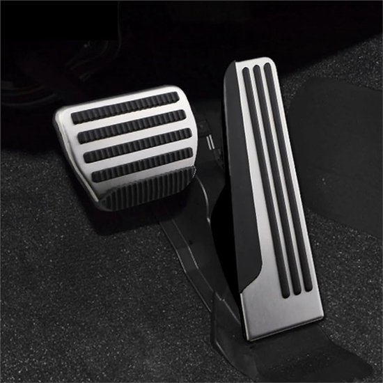 Auto Pedaal Covers - Gas Rem Pedalen - Verbeterde Grip - Roestvrij Staal Rubber - 3 Stuks Set - Zilver
