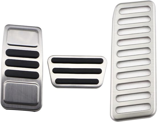 Auto Pedaal Covers - Gas Rem - Veiliger Rijden - Antislip Oppervlak - Set van 3 - Zilver Zwart