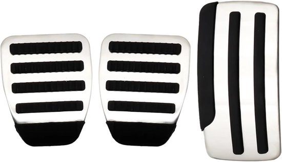 Auto Pedaal Covers - Gas Rempedaal Set - Veiliger Rijden - Antislip Ontwerp - 3 stuks - Zilver Zwart