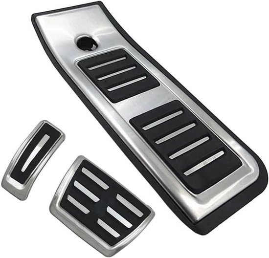 Auto Pedaal Covers - Pedaal Behuizing Set - Verbeterde Grip - Roestvrij Staal - 3 Stuks Set - Zilver