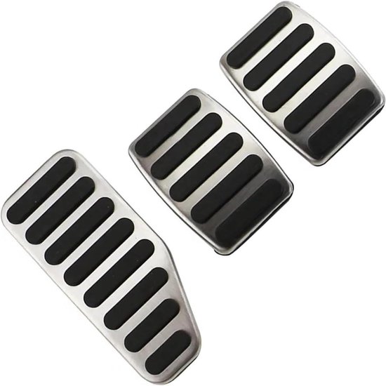 Auto Pedaal Covers - Pedaalbekleding RVS - Verbeter Rijervaring - Antislip Oppervlak - Set van 3 - Zilver