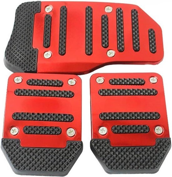 Auto Pedaal Covers - Pedaalhoezen Aluminium - Verbeterde Grip - Antislip Oppervlak - Universele Pasvorm - Rood
