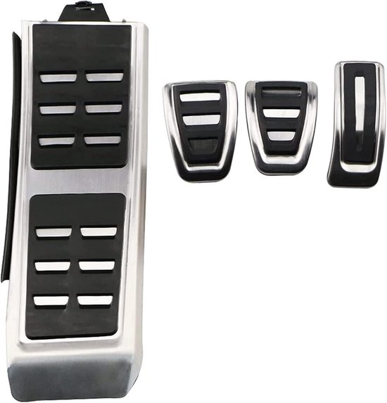 Auto Pedaal Covers - Rem Gas Pedaal - Verbeteren Rijcomfort - Antislip Rubber RVS - Set van 2 of 3