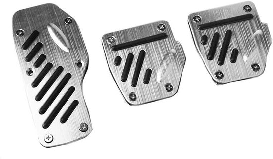 Auto Pedaal Covers - Rem Gaspedaal - Verbeterde Grip - Antislip Ontwerp - 3 Stuks - Zilver Zwart