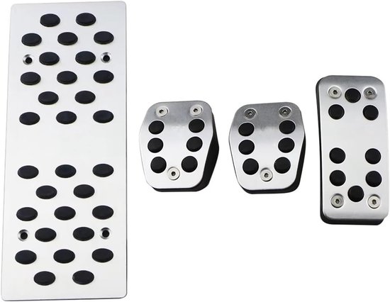 Auto Pedaal Covers - RVS Pedaal Set - Verbeter Rijervaring - Antislip Ontwerp - MT With Rest - Zwart Zilver