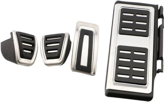 Auto Pedaal Covers - Set Pedaalhoezen - Verbeterde Grip - Roestvrij Staal - 4 Stuks MT - Zilver