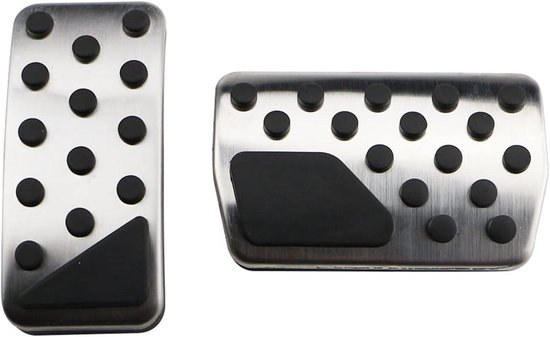 Auto Pedaal Covers - Vervangende Pedaalplaten - Verbeterde Grip - Antislip Textuur - Set van 2 - Zilver Zwart