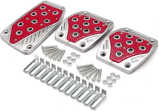 Auto Pedaal Covers - Voet Pads - Verbeterde Controle - Antislip Rubber Grip - 3 Stuks Set - Rood