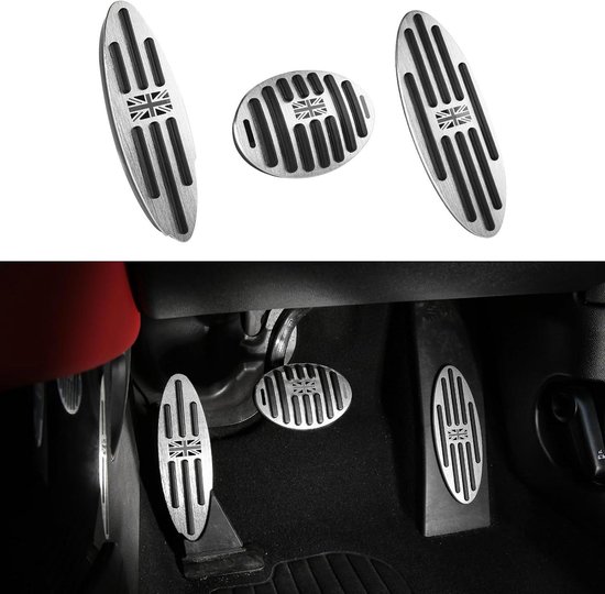 Auto Pedaal Covers - Voetpedaal Beschermers - Veiliger Rijden - Antislip Rubber - 3 stuks - Grijze vlag van Merkloos