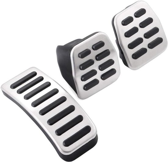 Auto Pedaal Covers - Voetpedaal Set - Verbeter Rij Grip - Antislip Oppervlak - 3 Delig - Zilver