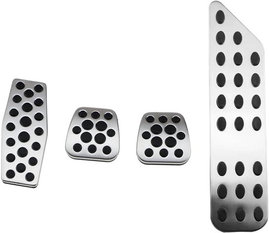 Auto Pedaal Covers - Voetpedaal Set - Verbeteren Rijervaring - Slipvast Oppervlak - 4 Stuks - Zwart Zilver