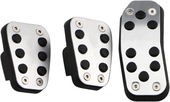 Auto Pedaal Covers - Voetsteun Pedalen - Verbeterde Grip - Antislip Ontwerp - Set van 3 - Zilver