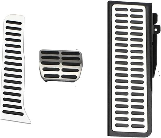 Auto Pedaal Covers - Voetsteun Set - Veilig Rijden - Antislip Afwerking - AT met Rust - Zilver Zwart