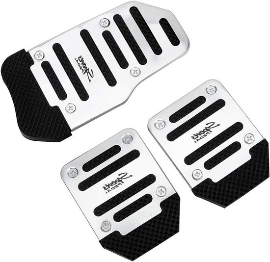 Auto Pedaal Covers - Voetsteun Set - Verbeterde Grip - Antislip Oppervlak - 3 Stuks - Zilver