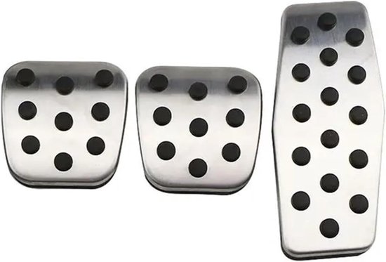 Auto Pedaal Covers - Voetsteun Set - Verbeterde Grip - Roestvrij Staal - 3 Stuks - Zilver