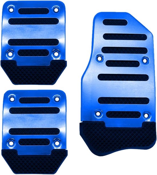 Auto Pedaal Set - Pedaal Covers - Verbeterde Rijervaring - Antislip Aluminium - 3 Stuks - Blauw