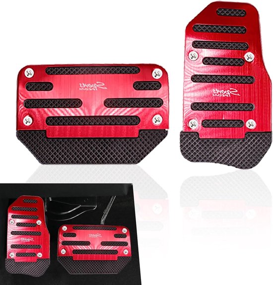 Auto Pedaal Set - Rem Gas Pedaal - Verbeteren Rijcontrole - Anti-slip Rubber - 5.1x3.5 en 3.1x5.9 Inch - Rood van Merkloos