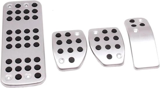 Auto Pedaal Set - Voetpedaal Covers - Verbeteren Rijcomfort - Antislip Rubber - 4 Stuks - Zilver Zwart