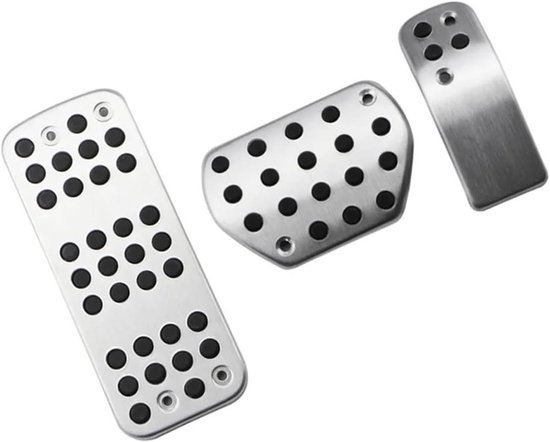 Auto Pedaalhoezen - Antislip Covers - Verbeter Interieur - Roestvrij Staal - 3 Stuks - Zilver Zwart